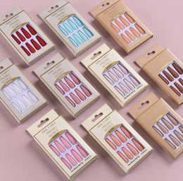 Colourful False Nails 24Pcs Box Detachable Fake Full Cover Nail Tips Ballerina Coffin Press Reusable DIY Manicure Tool8852860