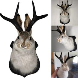 Decorative Objects Figurines Taxidermy Head Wall Decor Deer Head Wall Mount Deer Head Wall Mount for Home Wall Decoration. Rabbit Ornaments Wall Decor 231101