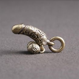 Keychains Brass Male Penis Pendant Keychain Fun Creative Simulation Chick Personality Key Chain Mini Genitals Car251t