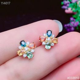 Stud Earrings KJJEAXCMY Fine Jewellery 925 Sterling Silver Inlaid Natural Coloured Sapphire Female Ear Studs Party Gift Year
