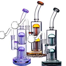 Recycler Bongs Double Arm tree Perc hookahs WaterPipes Heady Dab Rig Thick Glass Water Bong Oil Smoke
