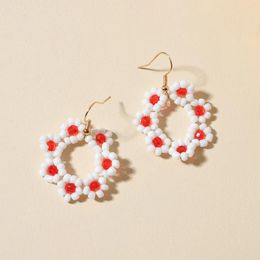 Dangle Earrings Fringe Hand Knitting Beaded Simple Circle Fashion Bohemia Geometry Alloy Ma'am Rice Bead