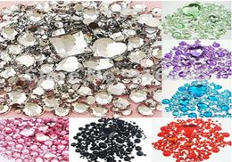 WholeClear Mixed SizeShape Flat Back Rhinestone 1100PCS 3D Acrylic Flatback Rhinestones DIY Phone case Nail art design deco 8777365