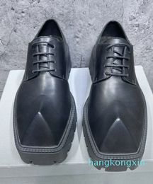 Dress Shoes Triangle toe shape Strike lace-up stretch Black patent calfskin Trooper square toes leather Men casual