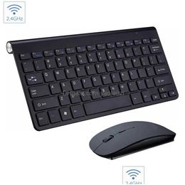 Keyboard Mouse Combos Wireless 24Ghz Portable S And Mice Kit Mtimedia Keypad For Office Computer Desktop Laptop Drop Delivery Comput Dh2Ov