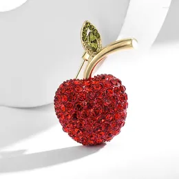 Brooches YYSUNNY Fashion Red Zircons Apple For Women Classic Fruit Corsage Pin Female Brooch Clothing Accessories Jewellery Gift