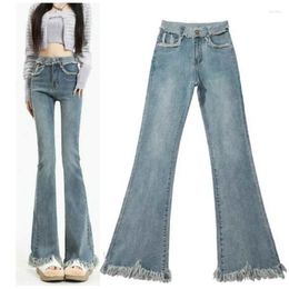 Women's Jeans Flare Denim Trousers Women Spring Autumn High Waisted Tight Flared Pants Size 26-32