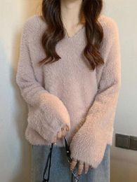 Women's Sweaters Fluffy Sweater Women Autumn Winter Plush Pullover Ladies Korean Sweet Knitted Female Casual Loose Mink Warm Jumper