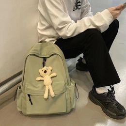 Backpack Nylon School Fashion Accessory Large Capacity Student Bag With Pendants Shoulder Unisex