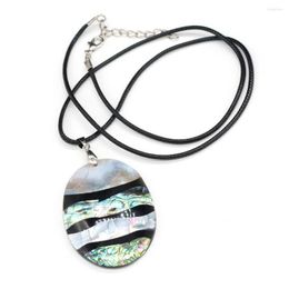 Pendant Necklaces Natural Splicing Stripe Shell Necklace Oval Crack Charms For Women Men Jewelry Trendy Gift