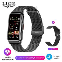 LIGE Smart Watch Women Men Bluetooth Connected Phone Music Fitness Sports Bracelet Sleep Monitor 1.47-inch Man Smartwatch Women