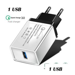 Cell Phone Chargers Qc 3.0 Quick Charge Usb Wall Charger 1 Port And 3 Ports Fast Charging 3.1A Adaptor Us Eu Plug For Lg Smartphone Dhuow