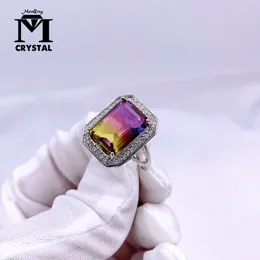 Decorative Figurines Jump Ring Ametrine Crystal Rings Amethyst And Citrine Quartz Stone Jewellery Personality Christmas Gifts