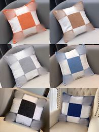 Luxury pillow case designer Signage Cushion cover top quality real cashmere wool material Cheque pattern 6 Colours available 45*45cm for fashion home decoration
