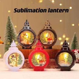 LED Sublimation Christmas Lanterns Fireplace Lamp Handheld Light Double Sided for Home and Outdoor Decorations 1101