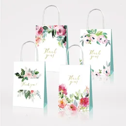 Gift Wrap BD032 12Pcs Sweet Wedding Rose Flower Birthday Party Portable Souvenir Candy Packing Tote Paper Bags Baby S