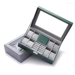 Watch Boxes 8 2 Slot PU Leather Box Stand With Mirror Lock Jewelry Display Case Protable Travel Holder Organizer Storage