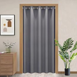 Curtain 90% Height Blackout Door for Living Room Pure Colour Lightproof Hanging Heavy Duty Partition Screen 231101