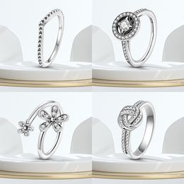 925 Silver Women Fit Pandora Ring Original Heart Crown Fashion Rings Popular rings Stackable infinite Heart Daisy Flower