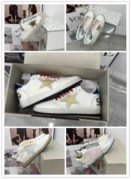 Designer Luxury Casual Shoes Womens Black White Leather Deluxe Brand Gold Super Crystal Low Top Leather Silver Star Sneakers Shoes With Original Box