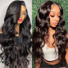 Inch Body Wave 13x4 Transparent Lace Front Human Hair Wigs For Black Women Brazilian Remy Water 4x4 Closure Wig