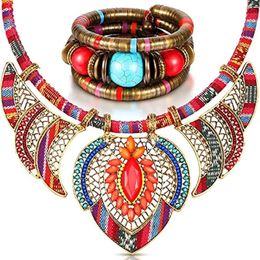 Pendant Necklaces Festival Choker Beads Statement Necklace Chunky Colourful Collar Costume Jewellery African Bracelet Bohe Wristband