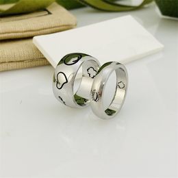 Luxury Jewellery Designer Silver Letter Band Rings Chain Pattern Ring For Unisex Men Women Lady Party Wedding Gift