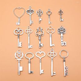 Charms 15pcs Antique Silver Color Key Collection For DIY Jewelry Making 15 Styles 1 Of Each