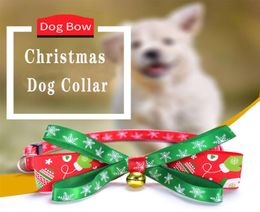 Christmas Pet Collar Woven Bow Knot Gold Silver Bell Bow Tie Cat Collar Pet Supplies Whole2603947