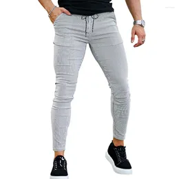 Men's Pants Stretch Pencil Small Legs Classic Striped Skinny Casual With Stylish Slim Business 9