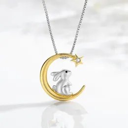 Pendants Cute Moon Star Design Pendant Lady 2023 Lucky Zodiac Necklace Trendy 925 Sterling Silver Clavicle Girls Jewellery