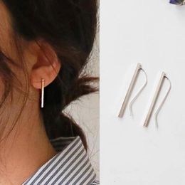 Stud Earrings S925 Sterling Silver Smooth Strip Type Ear Hook Tassels Leaf Women Simple Fashion Wedding Jewellery Accessorie ER016