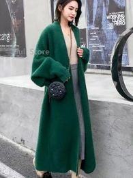 Women's Sweaters Imitation Mink Long Cardigan Women Casual Loose Soft Sweater Gilet Elegant Fall Winter Fluffy Knitwear Jackets Warm Knit 231101