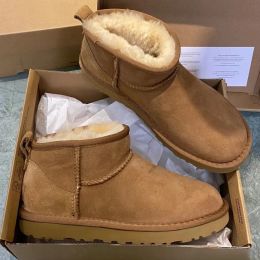 TOP Designer Snow Ug Boots Australische Damenstiefel Tasman Bailey Dune Chestnut Winter Buckle Fur Snow Half Knee Short Lady Sheepskin And Wool Integrated Hair Slipper