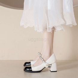 miui Heels Jane French Thick Best-quality Mary Shoe Family Shoes Small Fragrant Style Coloured Patent Leather Pearl Thick Heels Single Shoes High Heels Female