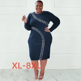 Plus Size Dresses 4xl 5xl 6xl 7xl 8xl Autumn/winter Hollow Lace Fashion Sexy Tight Large Women's Dress For Party