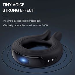 Vibrators Silicone Penis Ring Vibrator 10 Modes Clitoris Stimulation Sex Toys for Man Delayed Ejaculation Sexy Goods for Male Adults 18 231121