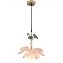 Pendant Lamps Chinese Lotus Creative Bedroom Small Hanging Lamp Modern Dining Room Balcony Stair Decor Chandelier Lighting