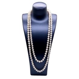 Chokers Pearl Long Necklace Natural Freshwater White Pearl Long Sweater Chain Engagement Dress Necklace Women Long Necklace 231101