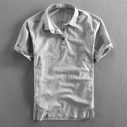 Men's Casual Shirts Summer Mens Short-sleeved Dress Shirt Cotton Thin Retro Breathable Men Half-sleeve Linen Male Tide Slim Clothing