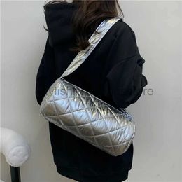 Shoulder Bags Handbags Trend Paern Soulder Bag Silver Nylon Women's Bag 2023 Winter Space and Bag Women's Travel Cross Body Bagstylishhandbagsstore