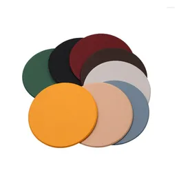 Table Mats 6pcs Leather Round Coffee Mat Bowl Waterproof Heat Insulation El Decoration Easy To Clean Eco-friendly