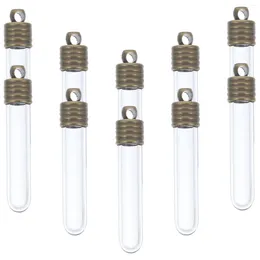 Vases 10pcs Wish Tube Bottle Name On Rice Glass Vial DIY Craft Screw Cap Pendant Long Clear Bottles Charm For Home