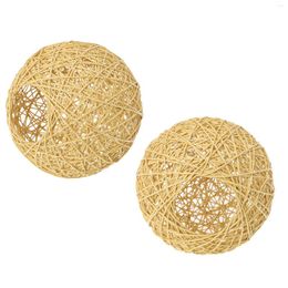 Decorative Flowers 2Pcs Natural Table Lamp Shade Protector Wicker Light Bohemia Style Woven Ceiling