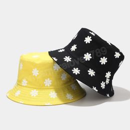 Women Summer Bucket Hat Double Sided Reversible Flowers Printed Fisherman Caps Outdoor Sports Travel Beach Sunscreen Sun Hat