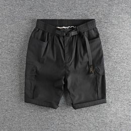 Men's Shorts Quick Drying Micro Elastic Fabric Casual For Men With Buckle Waistline And Trendy Loose Quarter Pant 364