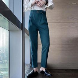 Men's Suits 2024 High Waist Business Dress Pants Men Casual Slim Suit Solid Color Wedding Groom Temperament Trousers Streetwear