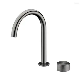 Kitchen Faucets Minimalist Design Brass Gun Grey Kitch Faucet Deck Mounted Sink 2 Hole Split Type Cold Water Tap