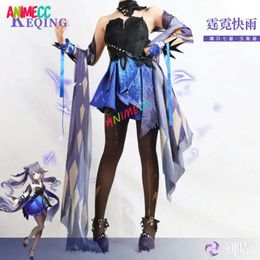 ANIMECC Keqing Genshin Impact Cosplay Costume Wig 2022 Lantern Festival New Skin Halloween Party Dress for Women Girls cosplay