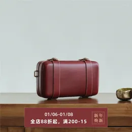 Backpack Hand Made Leather Wine Red Fashion Shoulder Bag. Mobile Bag One Messenger Luggage Styling